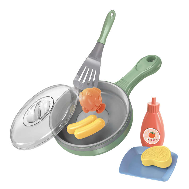 Pretend & Play Frying Pan Set with Lights, Sound & Colour Changing Food - Green