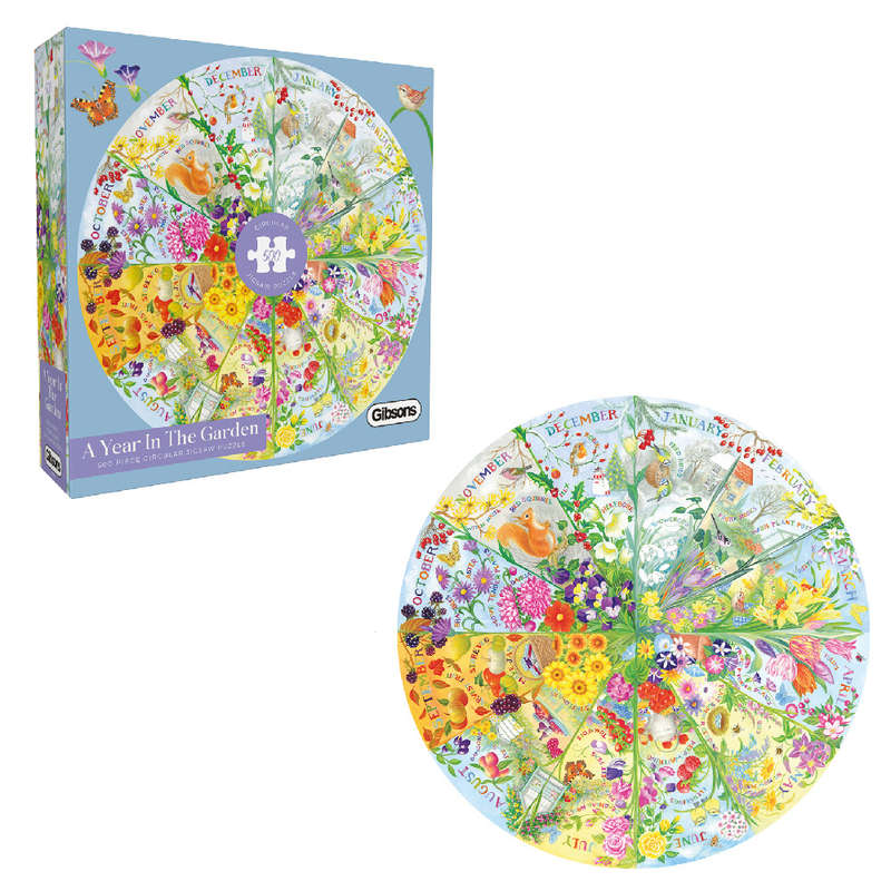 Gibsons - A Year in the Garden - Circular Jigsaw Puzzle - 500pcs