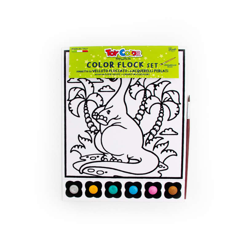 Toy Color - Colourflock 1 Piece With 6 Pearly Watercolours + 1 Brush - Dinosaur