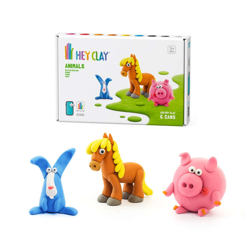 Hey Clay - Modelling Air-Dry Clay with Fun Interactive App - Piggy, Horse, Rabbit, Series Animals...