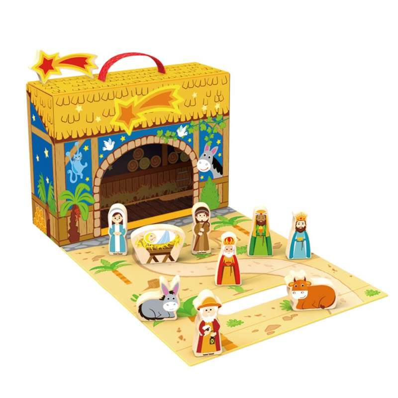 hi Pando - Nativity Scene - Wooden Christmas Story Play Box Set