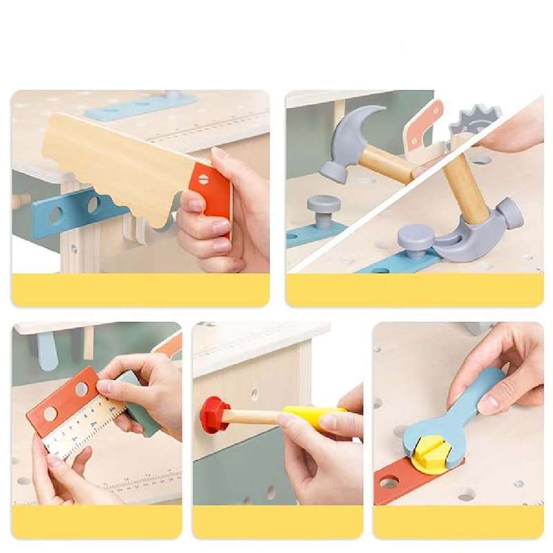TookyToy - Pretend Play Wooden Workbench Set