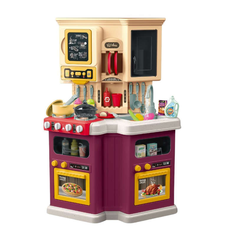 Cogo - Burgundy Pretend & Play Kitchen Set - 77 Pieces