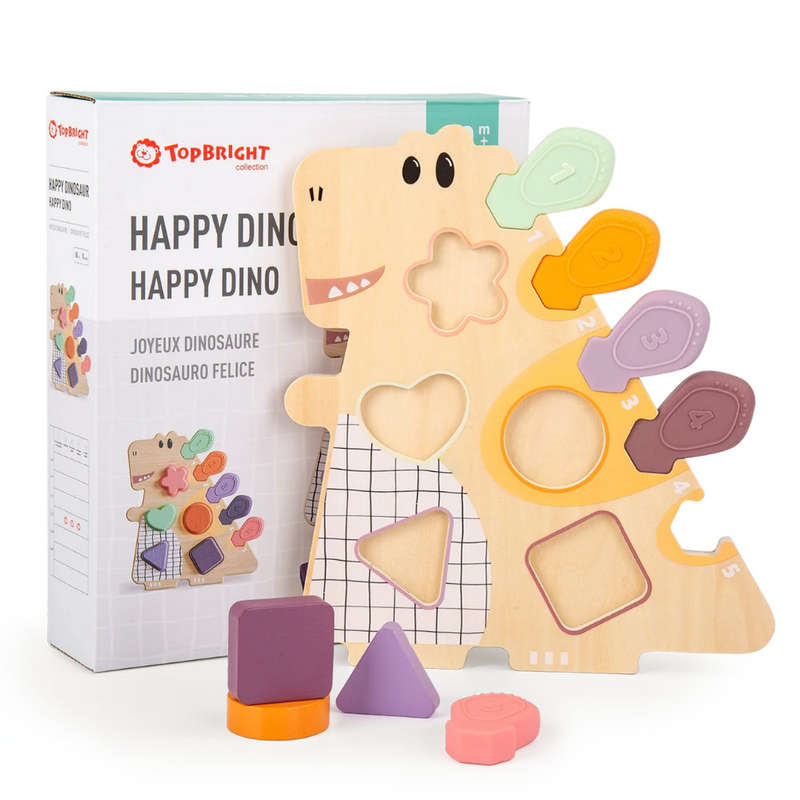TopBright - Happy Dinosaur - Wooden Shape Sorter - 16pcs