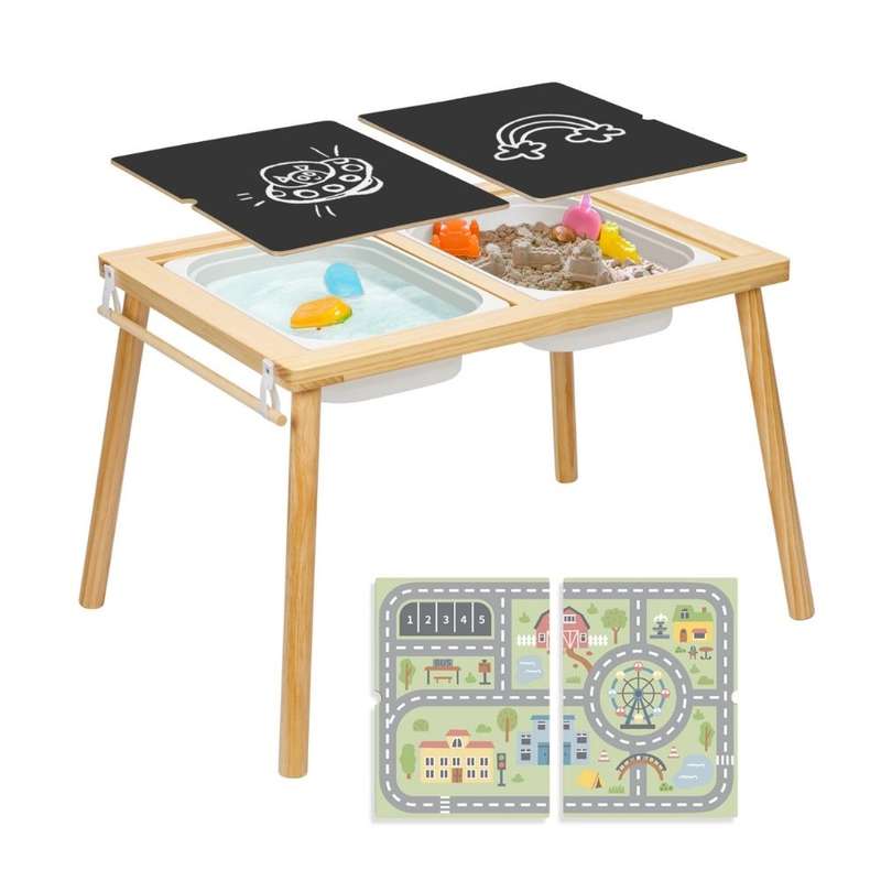 TookyToy - Multi-Activty Kids Table with Sensory Bins, Tabletop & Roll Holder