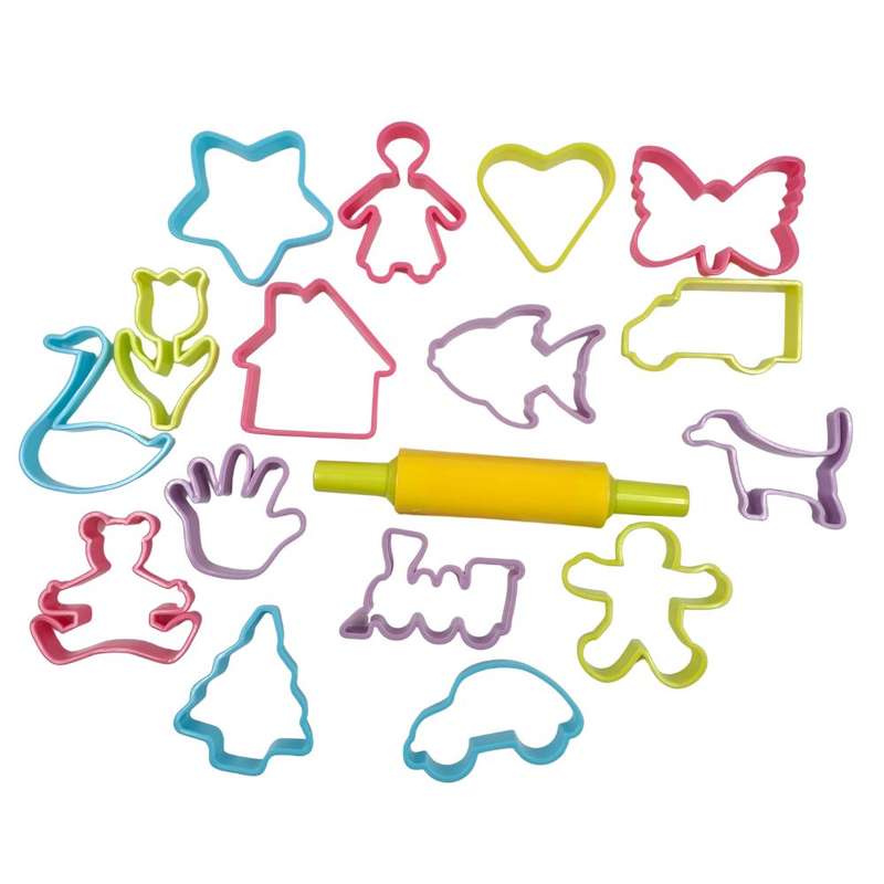 Greenbean - Large Cookie Cutter & Rolling Pin Set - Pastel - 17pcs