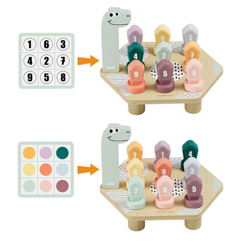 TopBright - Happy Dino Twist - Number & Colour Matching Game - 20pcs