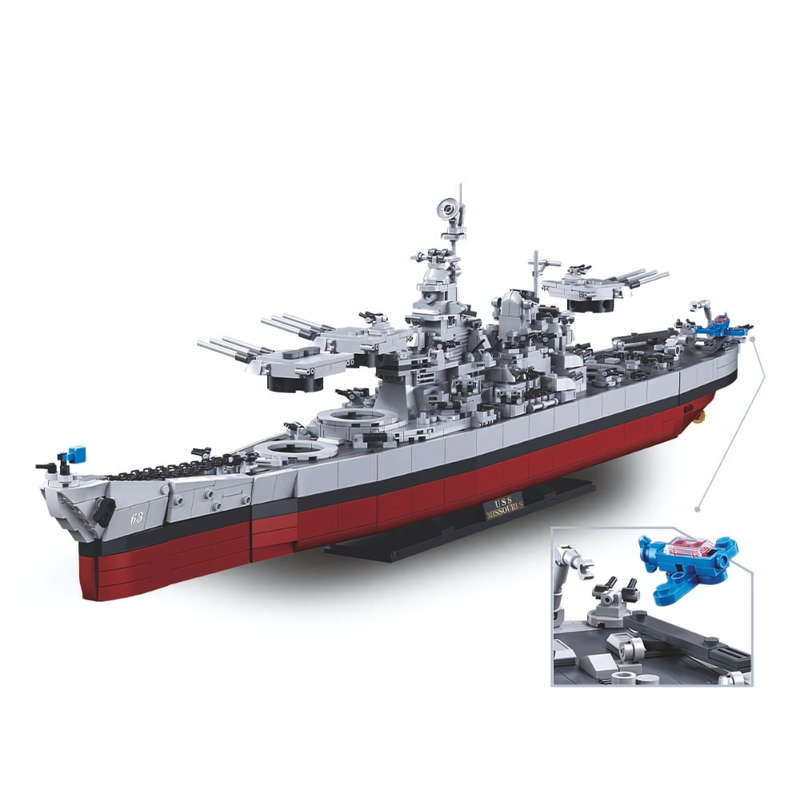 Sluban Building Set: Model Bricks - USS Missouri S Battleship - 1739 Pieces