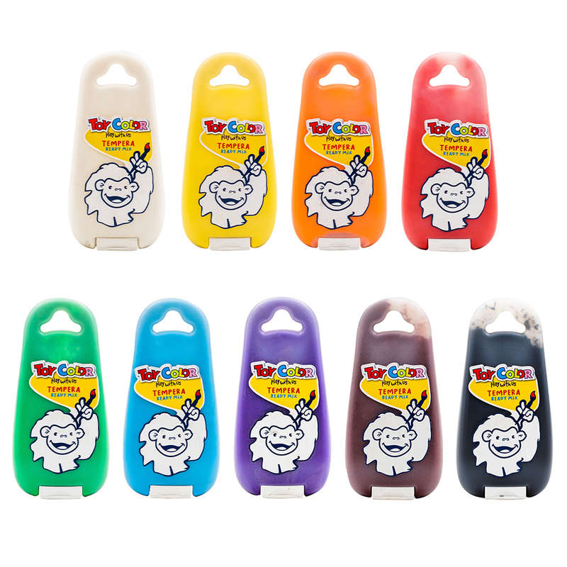 Toy Color - Superwashable Tempera Paint Pack: 9 x 170ml Squeezy Bottles