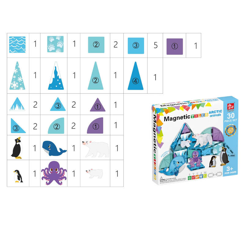 Magnetic Tiles - Arctic Animals Set - 30 Pieces