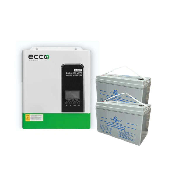 Ecco 3.5KVA / 3500W MPPT 100A Hybrid Inverter + 2x 120Ah 12V Gel Batteries | Pure Sine Wave Solar...