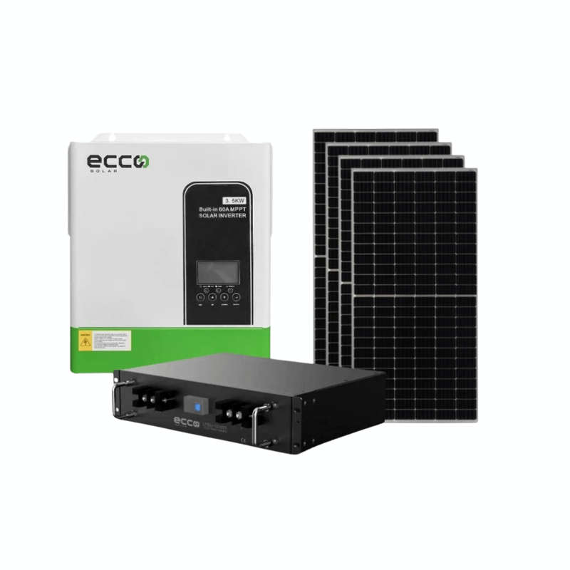 3.5KVA / 3500W ECCO Hybrid Inverter + 24V ECCO Lithium Battery 100AH + 4x 350W Solar Panels