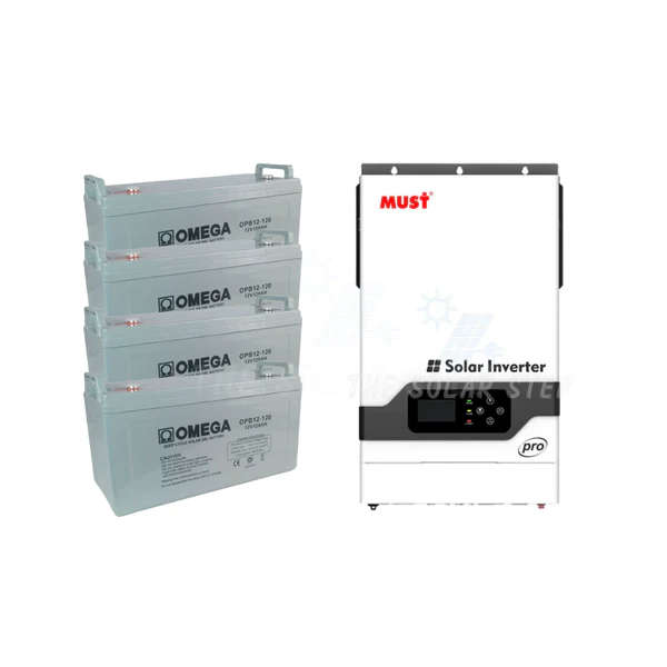 MUST 5.2KVA / 5200W 48V Hybrid Inverter + 4x 200Ah Gel Batteries / Solar & Backup Power System