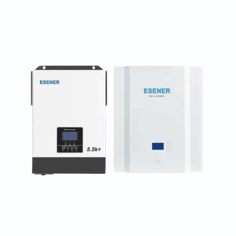 Esener 5.5KVA / 5500W Hybrid Inverter (MPPT 100A) + 51.2V 100Ah Lithium Battery / Complete Solar ...