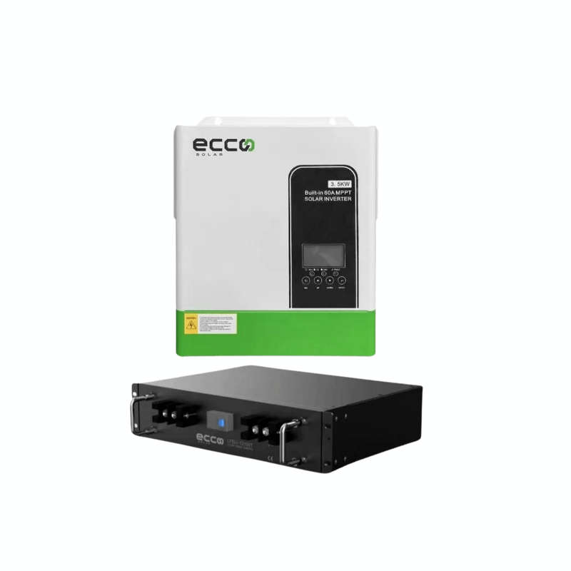 Ecco 3.5KVA / 3500W Hybrid Inverter + 2.56kWh 25.6V 100Ah Lithium Battery / MPPT 100A / Pure Sine...