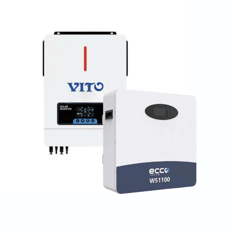 Vito 10.2KVA Hybrid Inverter (Pure Sine Wave) + 5.12kWh 100Ah Lithium Battery | Solar & Backup Po...