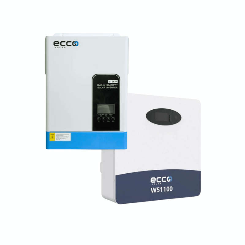 Ecco 5.5KVA / 5500W Hybrid Inverter (Parallel Version) + 1x 51.2V 100Ah 5.12kWh Lithium Battery /...