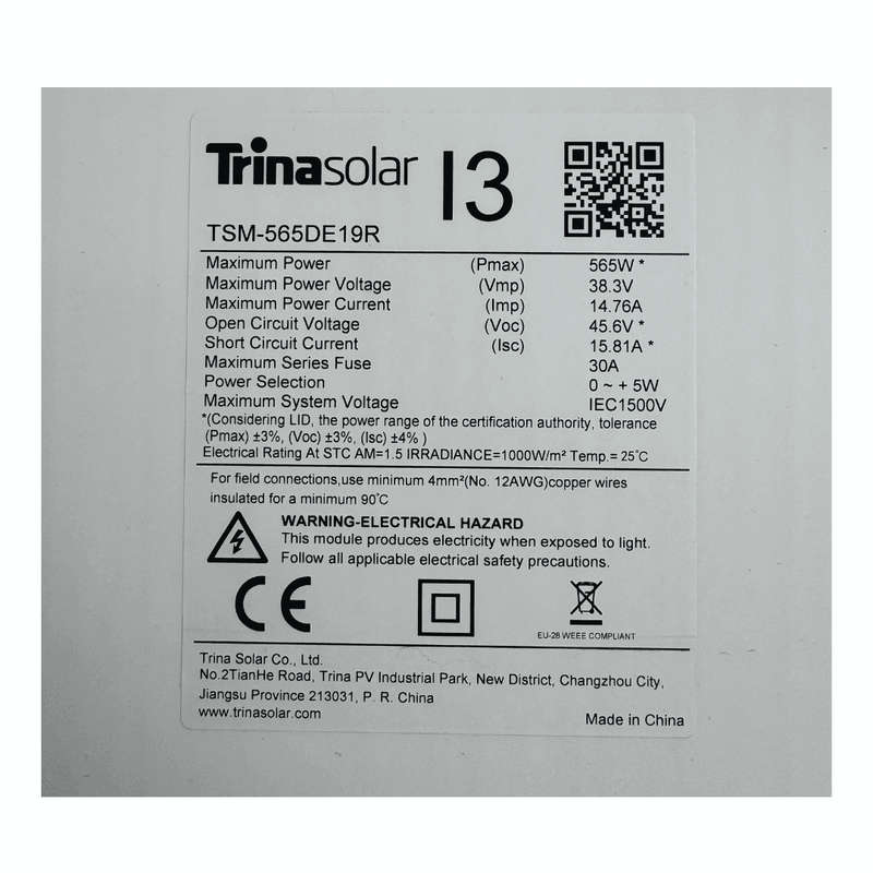 565W TRINA (Tier 1) Mono Crystal Solar Panels