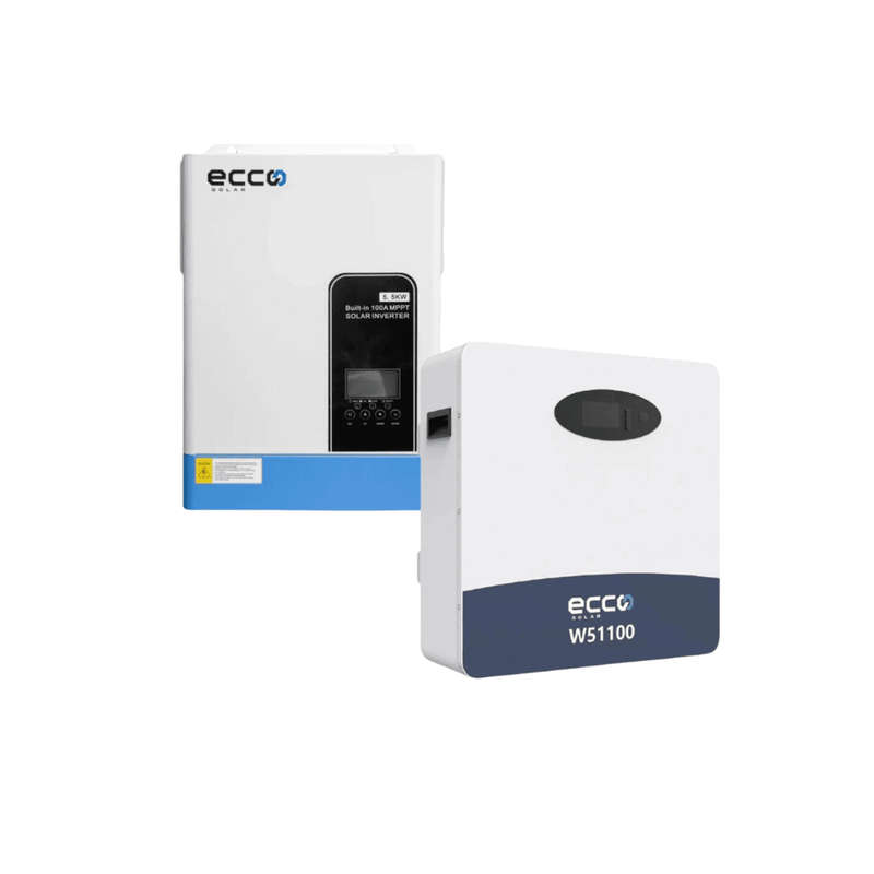 Ecco 6.2kVA Hybrid Inverter + 1x 5.12kWh 51.2V ECCO Lithium Battery  120A MPPT / Pure Sine Wav...