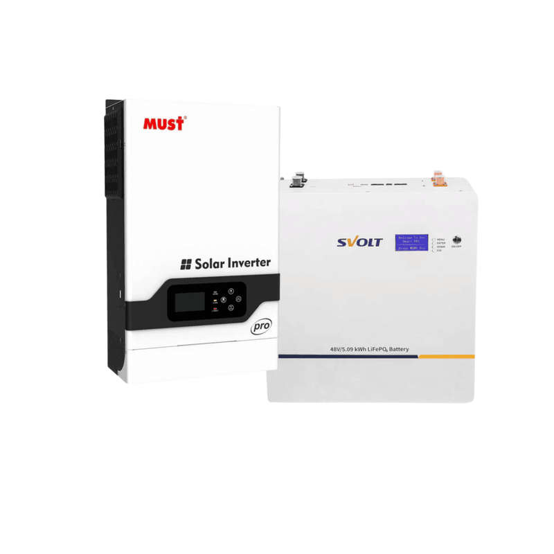 MUST 5.2KVA / 5000W Hybrid MPPT Inverter with 5.09kWh SVOLT Lithium Battery Combo