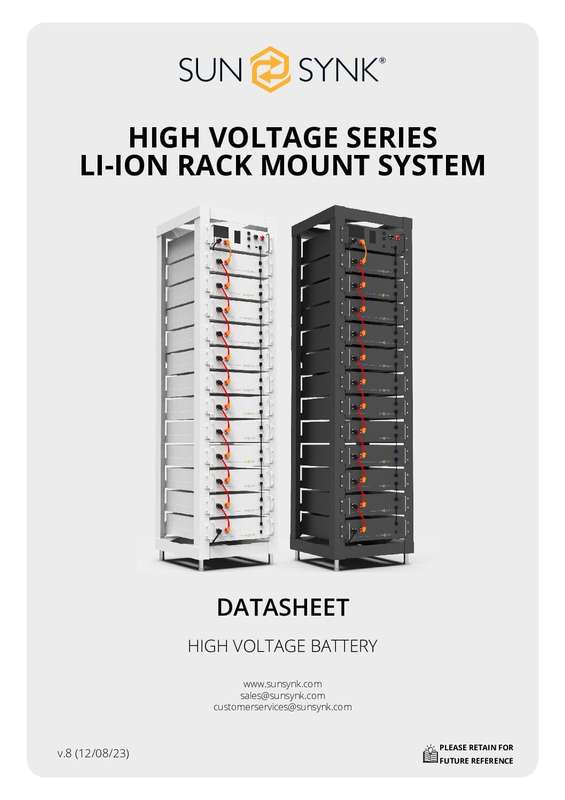 61.4kWh SunSynk HV Batteries (12x Units + Cabinet + BMS)