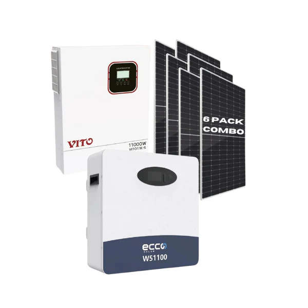 Vito 11KVA / 11 000W MPPT Hybrid Inverter Pure Sine Wave + 1 x 5.12kWh Ecco lithium Battery (WALL...