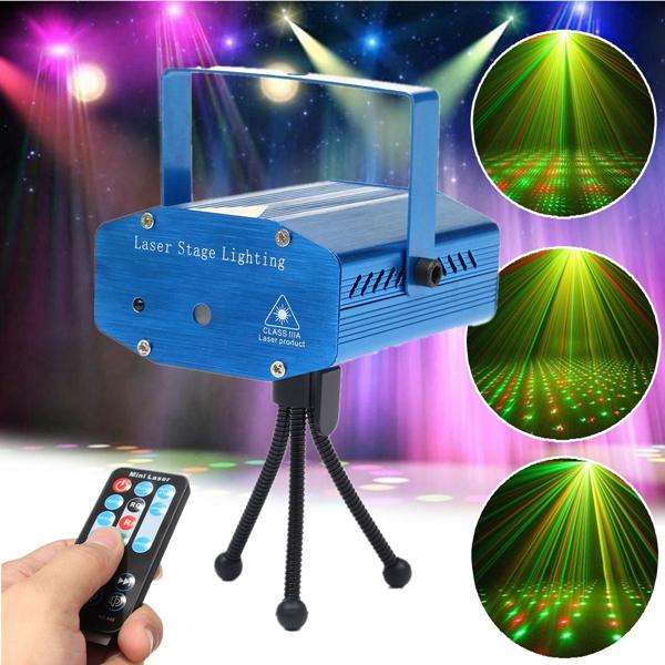 Mini R&G Auto/Voice Control LED Stage Light Projector With Remote For Xmas Party KTV Disco