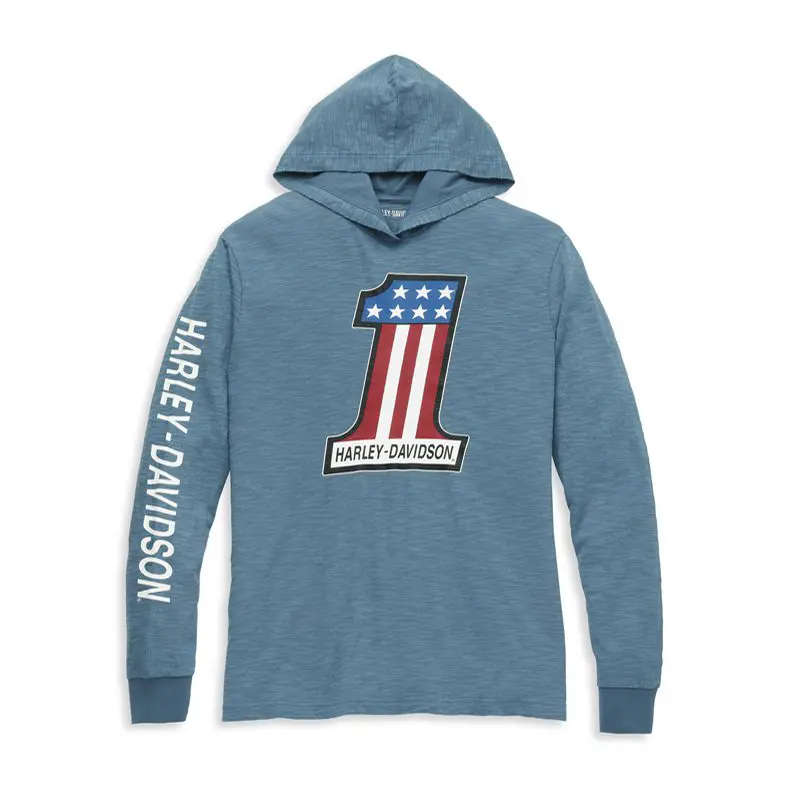 Mens #1 Race Slub Jersey Hooded Graphic Tee - L