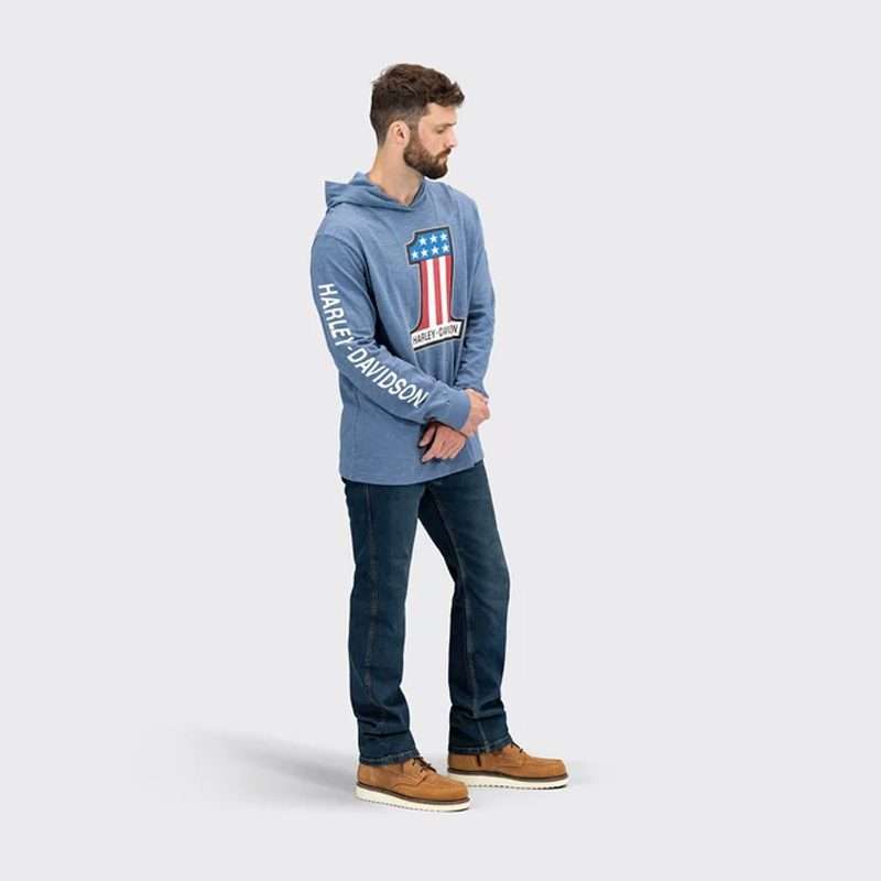 Mens #1 Race Slub Jersey Hooded Graphic Tee - L