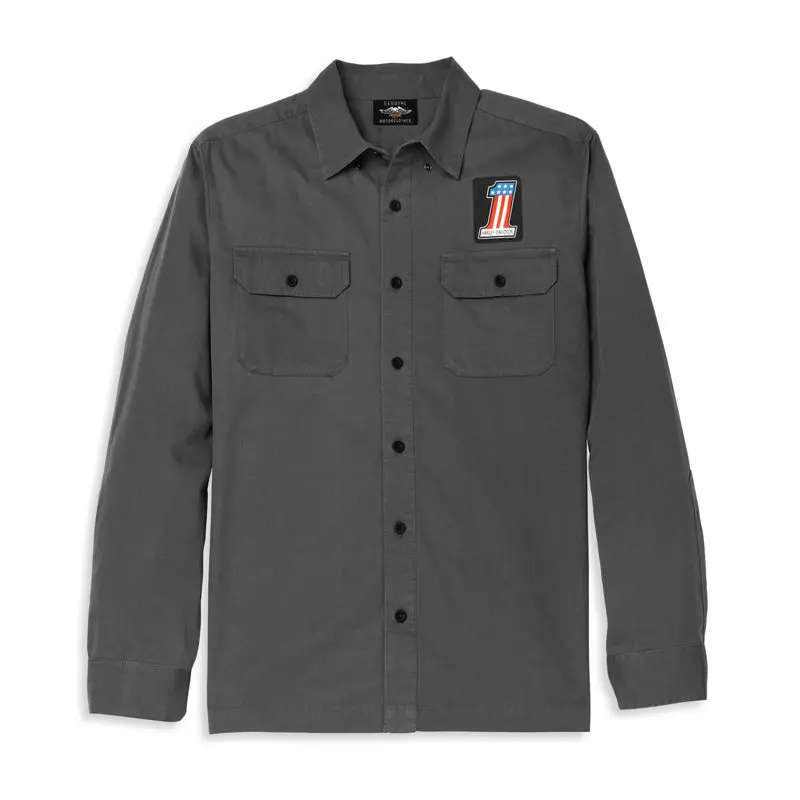 Men's Block Font Solid Mechanics Shirt - S