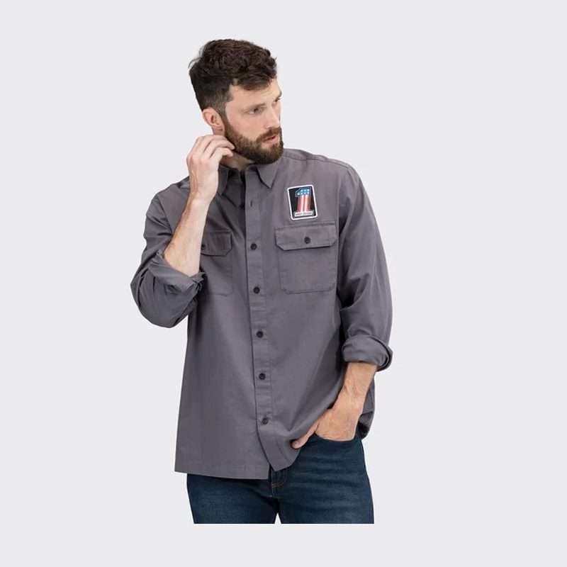 Men's Block Font Solid Mechanics Shirt - S