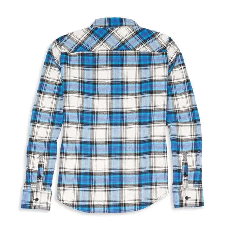 Women's Racer Font Plaid Flannel Shirt - L