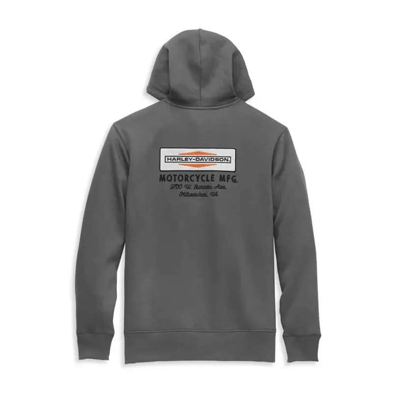 Men's Stacked Logo Chest Pocket Zip Front Hoodie - L