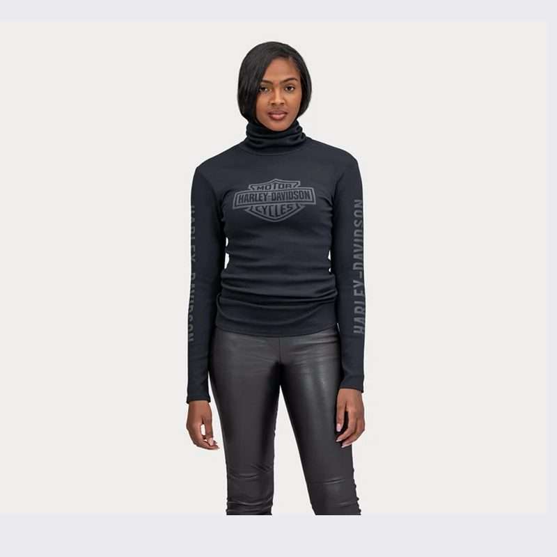 Women's Bar &amp; Shield Logo Rib Turtleneck - Black Beauty - XL