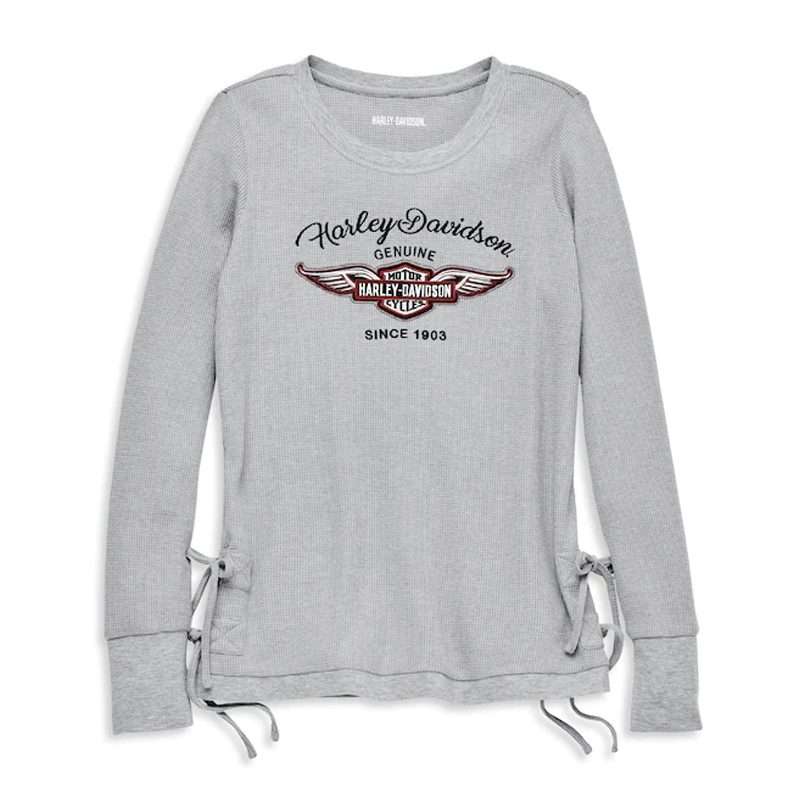 Womens Silver Wing Side Tie Waffle Knit Top - L
