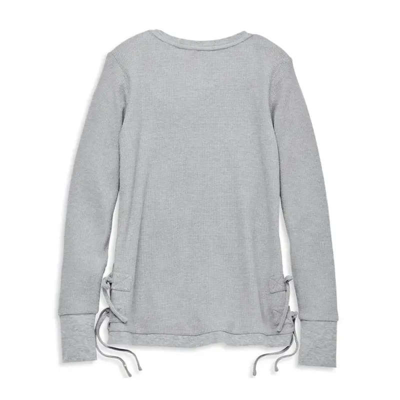 Womens Silver Wing Side Tie Waffle Knit Top - L