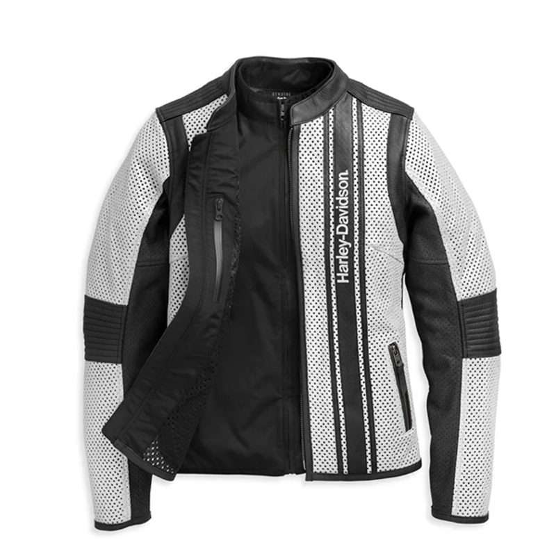 Womens Hideaway Perforated Leather Jacket - L