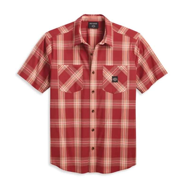 Mens Staple Poplin Shirt  Red Plaid - L