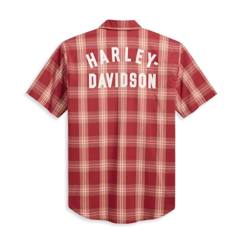 Mens Staple Poplin Shirt  Red Plaid - L