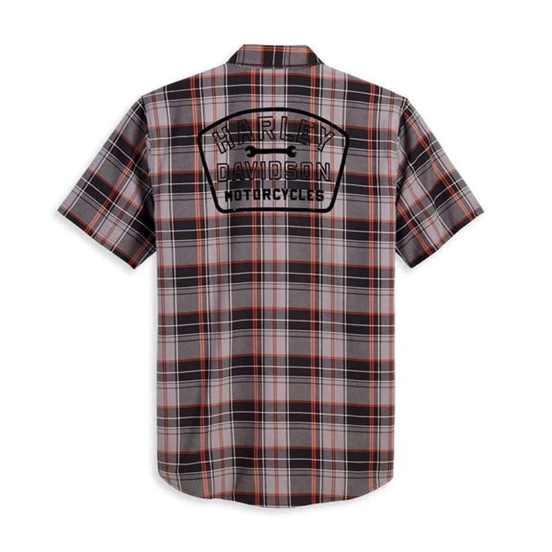 Mens Wrench Crew Plaid Shirt  Grey Plaid - S