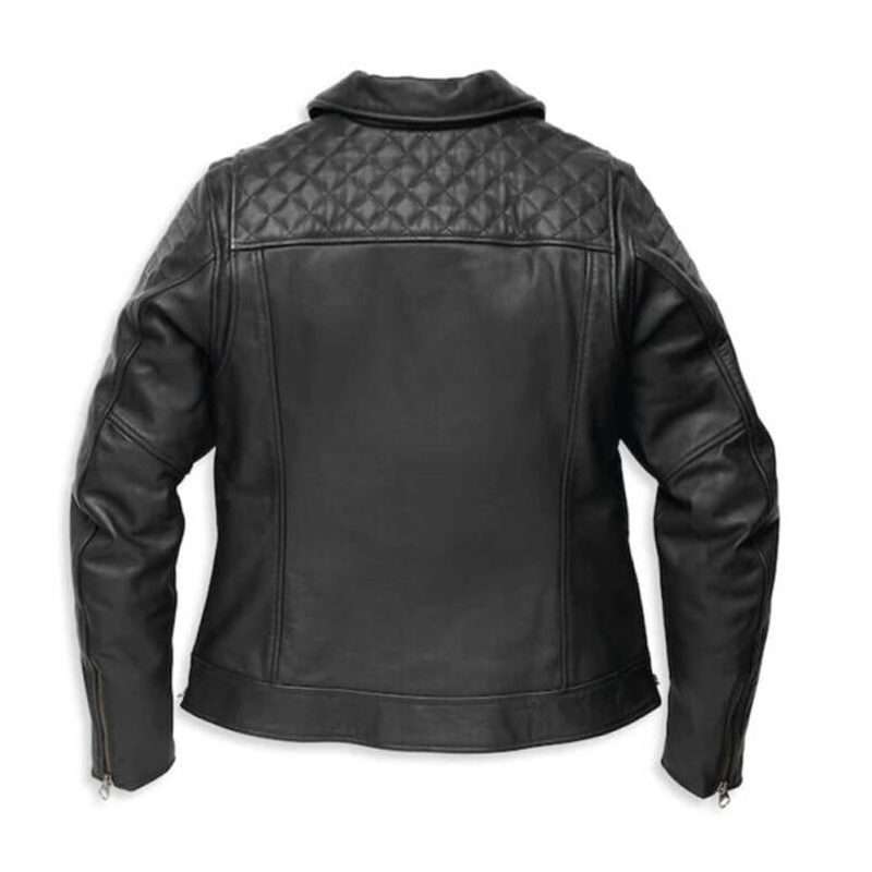 Women's Bezel Biker Collar Leather Jacket - L