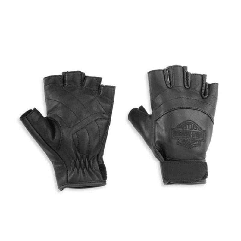 Women's Bar &amp; Shield Fingerless Leather Glove - L