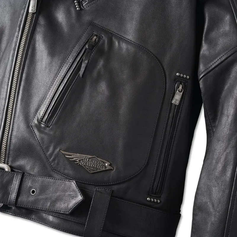 Men's 120th Anniversary Cycle Champ Leather Biker Jacket - M