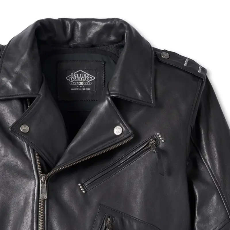 Men's 120th Anniversary Cycle Champ Leather Biker Jacket - M