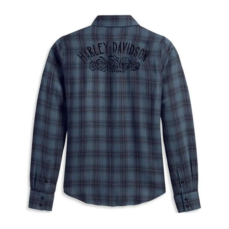 Women's Classic Enchanted Shirt - YD Plaid - Dusty Blue - 2XL