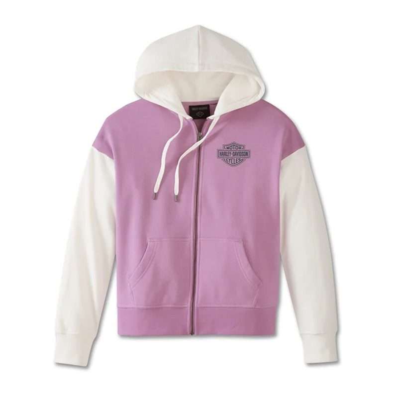 Women's Special Racer Front Zip Front Hoodie - Colorblocked - Lavender Herb - S