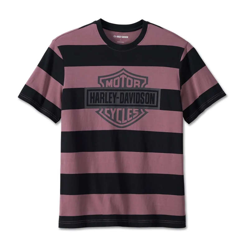 Men's Bar &amp; Shield Striped Tee - Grape Shake Stripe - S