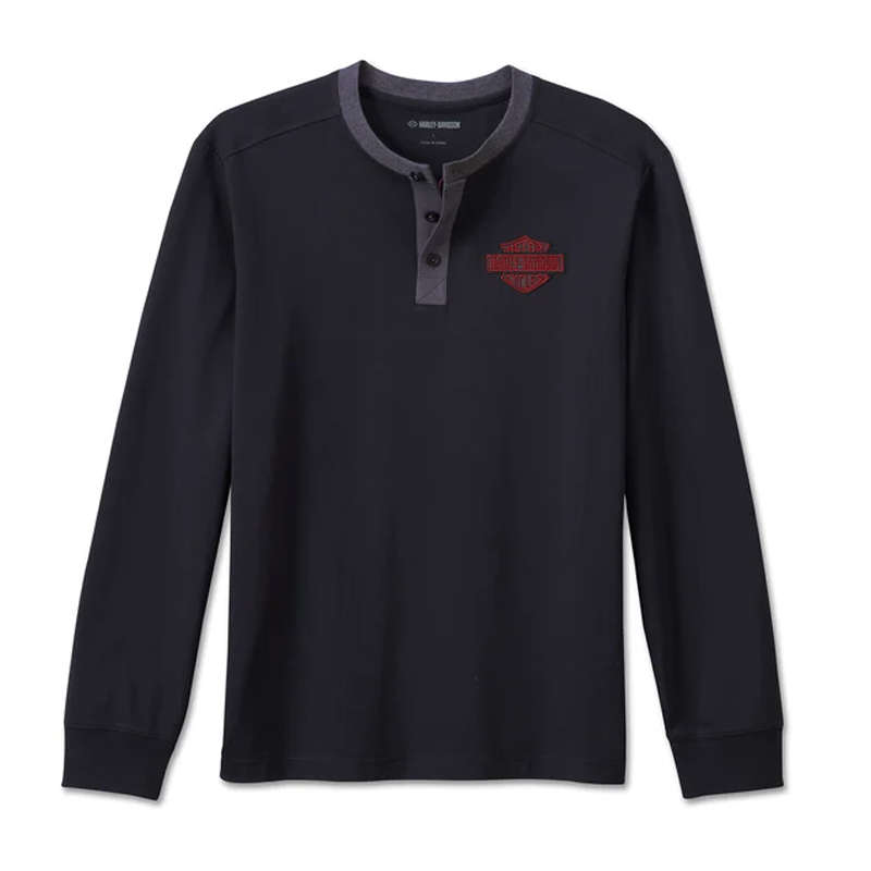 Men's Hometown Henley - Black - L