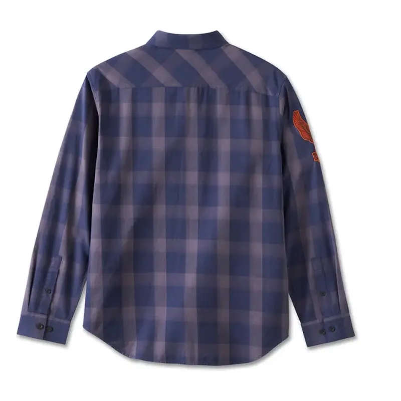 Men's Motorbreath Long Sleeve Shirt - Blue Plaid - 2XL