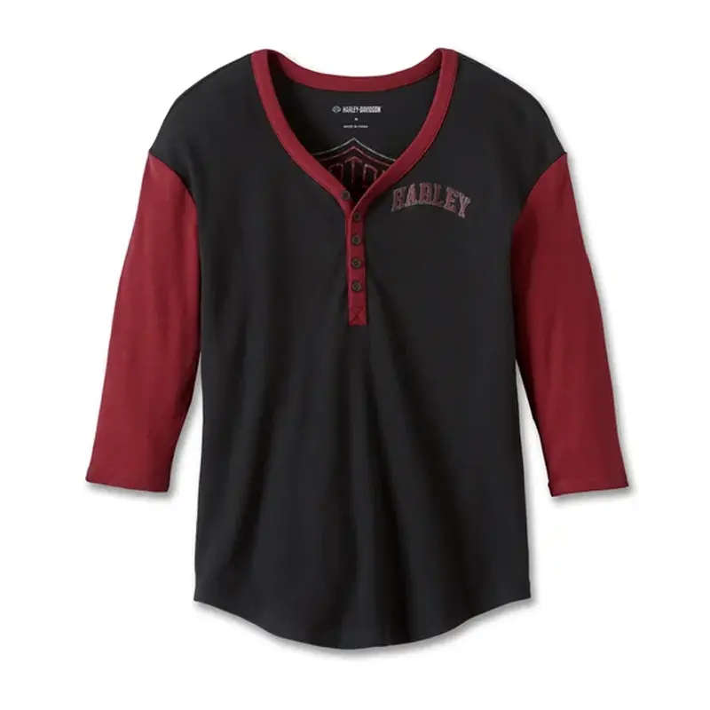Women's Pride Contrast Henley - Colorblocked - Black Beauty - XL